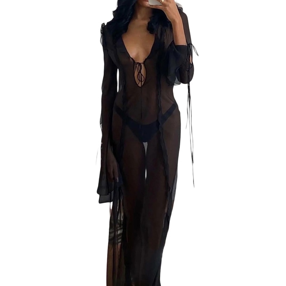 Floor length ruffled cover up